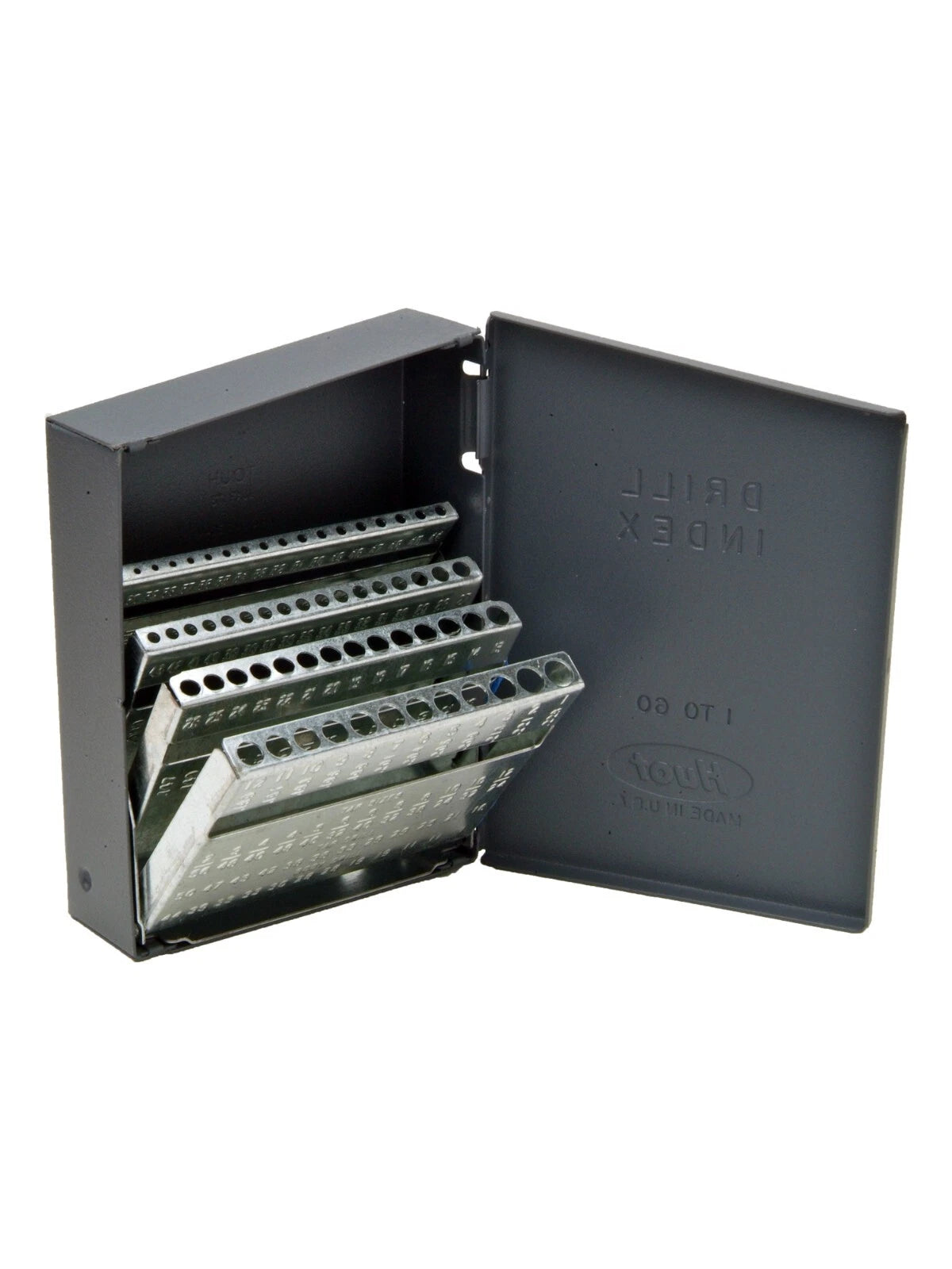 60 Piece Metal DRILL INDEX Case Wire Gauge Jobber Length 1 to 60 USA 10600 Huot