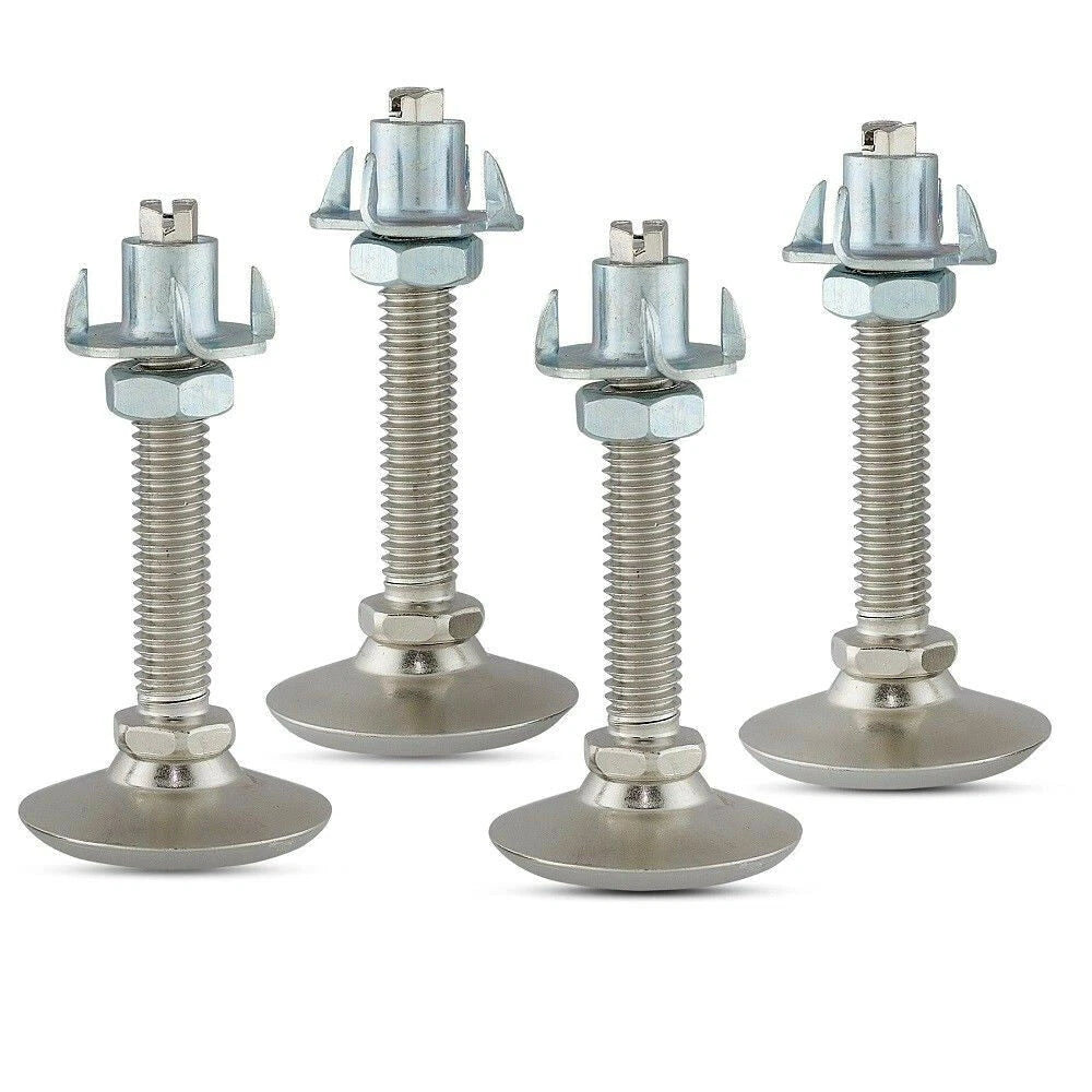 4 PACK Leveling Feet 3/8-16 Swivel Base Furniture Table Chair 4 Prong Jam T-Nuts
