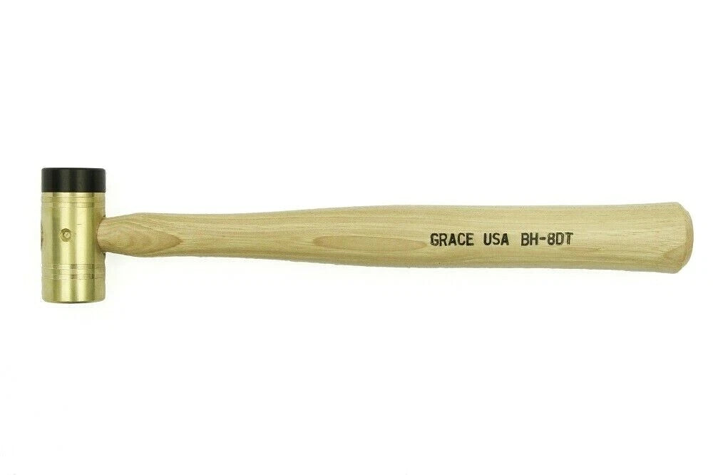 8 oz Brass Hammer w Delrin Tip Hickory Handle Grace USA BH-8DT