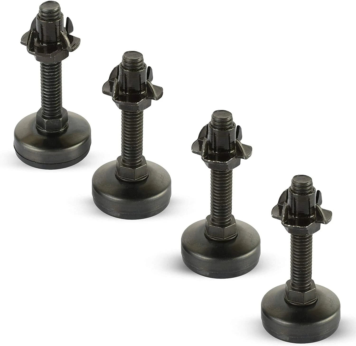 Black Zinc Leveling Feet Furniture Table Project 3/8 Non-Skid Prong T-Nut