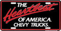 The Heartbeat of America Chevy Trucks License Plate Black Embossed Aluminum Tag Made In USA