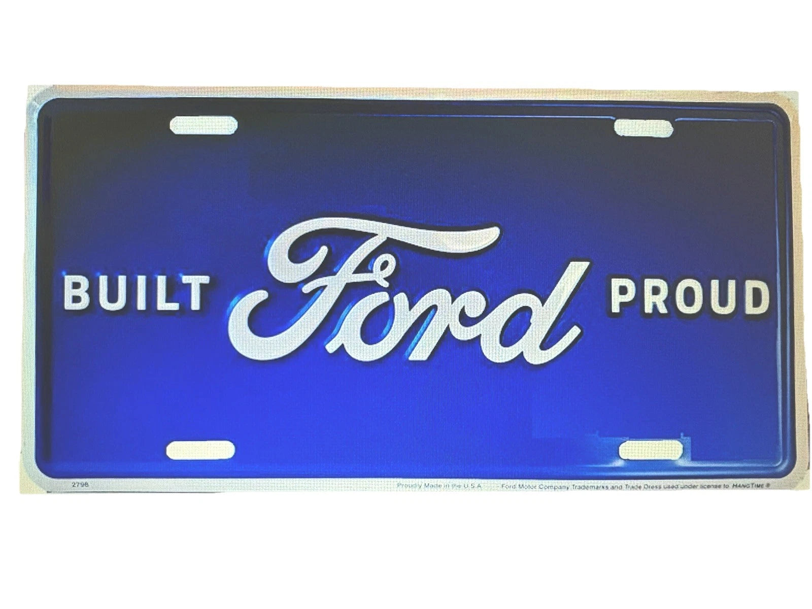 Built Ford Proud License Plate Vintage Style Logo Blue Aluminum Car Truck Tag Made In USA