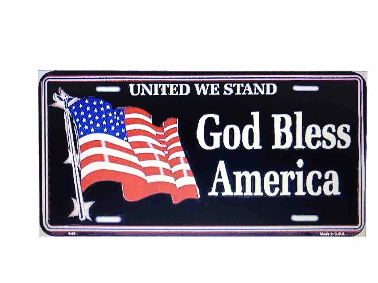God Bless America License Plate United We Stand Aluminum Made In USA