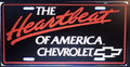 Chevrolet Heartbeat of America License Plate Black Embossed Aluminum Tag Made In USA
