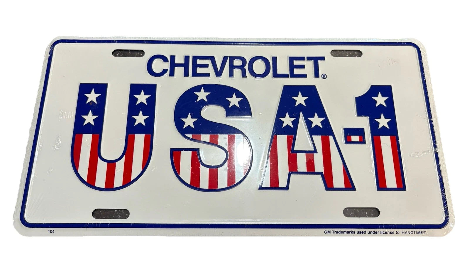 USA-1 License Plate Aluminum Tag Chevrolet Chevy Auto Red White & Blue America
